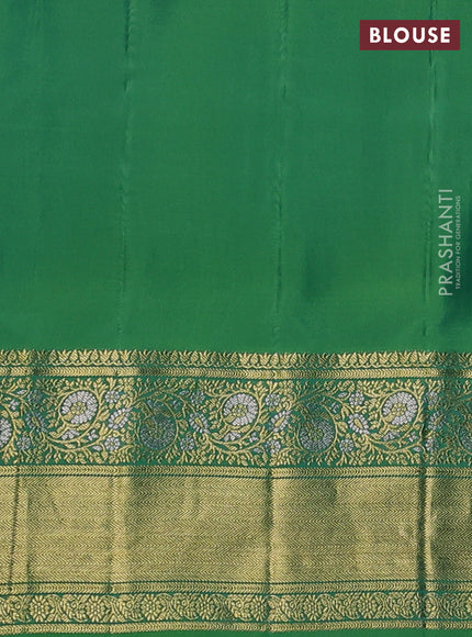 Pure gadwal silk saree deep jamun and green shade with zari woven buttas and zari woven border