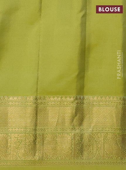 Pure gadwal silk saree purple and lime yellow with annam zari woven buttas and zari woven border