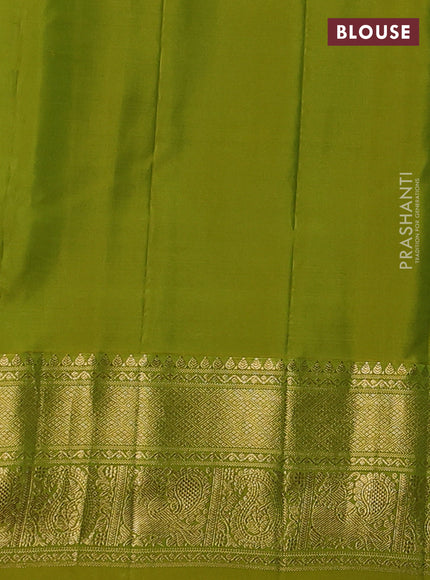 Pure gadwal silk saree teal blue and lime green with annam zari woven buttas and zari woven border