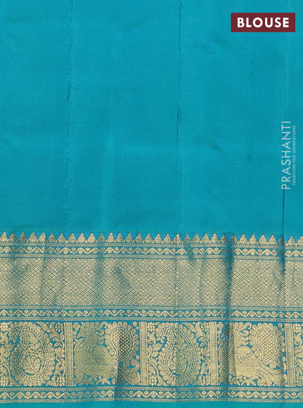 Pure gadwal silk saree blue and teal blue with zari woven buttas and zari woven border