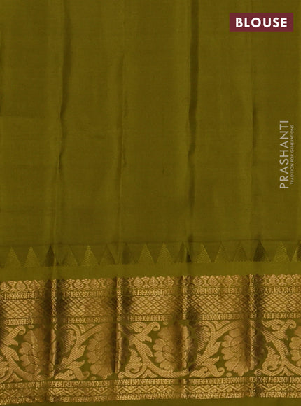 Pure gadwal silk saree green and mehendi green with zari woven buttas and zari woven border