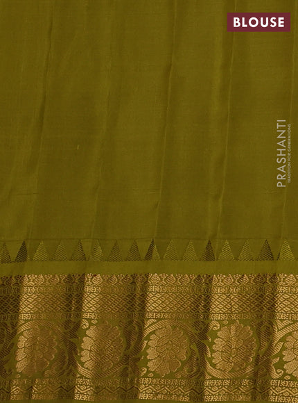 Pure gadwal silk saree pink and mehendi green with zari woven buttas and zari woven border