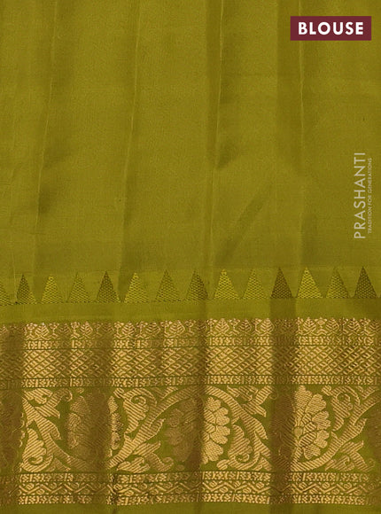 Pure gadwal silk saree teal blue and mehendi green with zari woven buttas and zari woven border