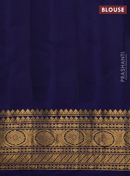 Pure gadwal silk saree light blue and navy blue with allover checks & buttas and temple design zari woven border