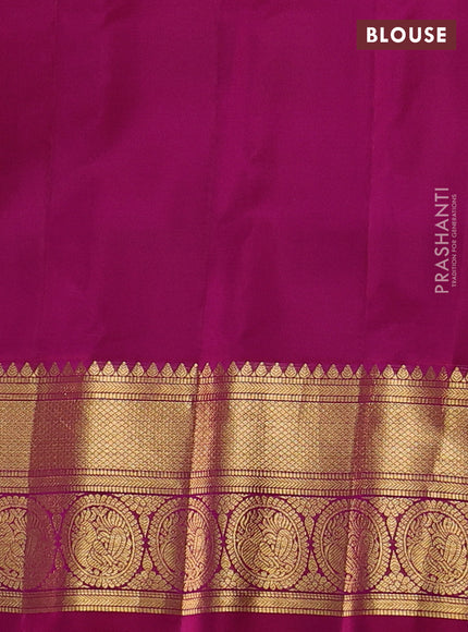 Pure gadwal silk saree lime green and purple with zari woven buttas and temple design zari woven border