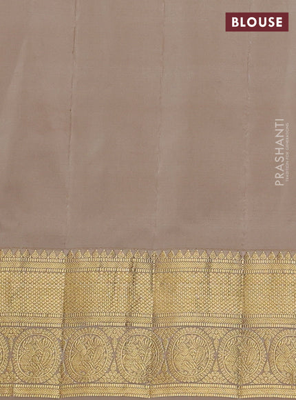 Pure gadwal silk saree violet and beige with zari woven buttas and temple design zari woven border