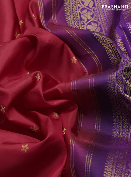 Pure gadwal silk saree red and blue with zari woven buttas and zari woven border