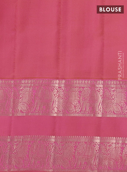 Pure gadwal silk saree pastel lavender and peach pink with allover zari weaves and rettapet zari woven border