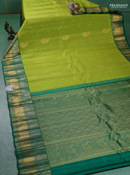 Pure gadwal silk saree light green and green with zari woven buttas and zari woven border
