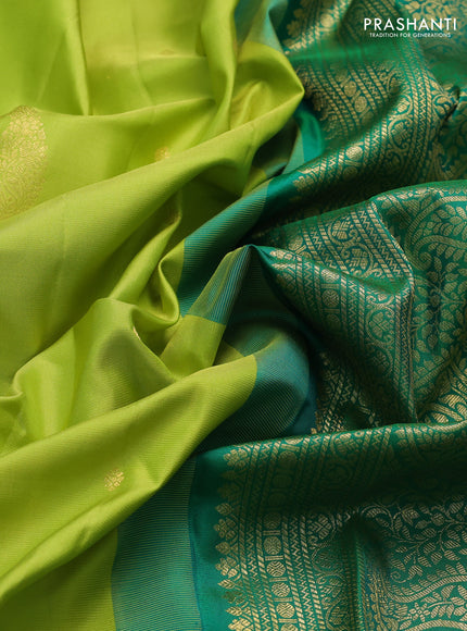 Pure gadwal silk saree light green and green with zari woven buttas and zari woven border