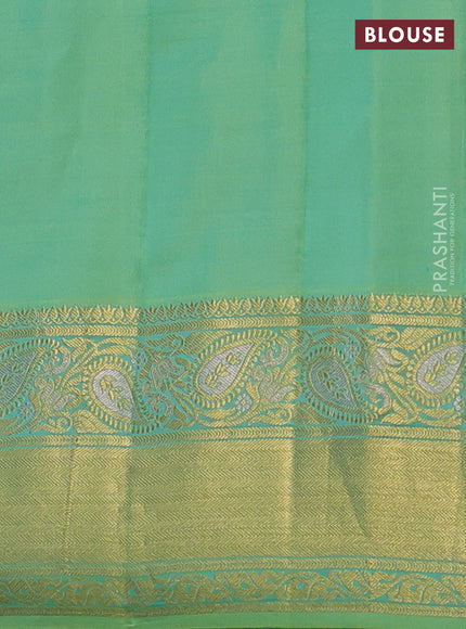Pure gadwal silk saree peacock blue and light green with zari woven buttas and zari woven border