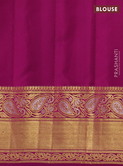 Pure gadwal silk saree teal green and purple with zari woven buttas and zari woven border