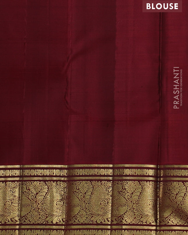Pure kanchipuram silk saree deep maroon with annam zari woven buttas and annam zari woven border
