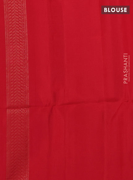 Ikat soft silk saree mango yellow and red with allover ikat weaves & zari buttas in borderless style