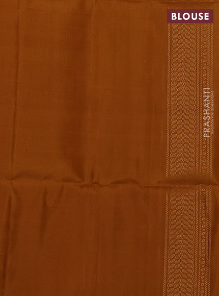 Ikat soft silk saree beige and dark mustard with allover ikat weaves & zari buttas in borderless style