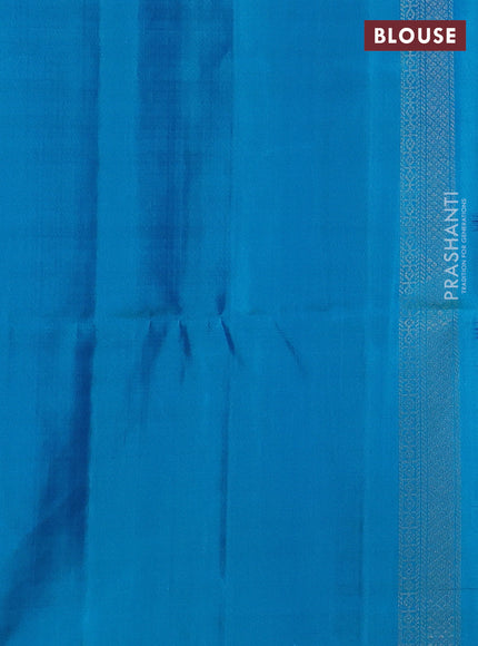 Ikat soft silk saree navy blue and dual tone blue with allover ikat & zari weaves in borderless style