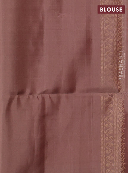 Ikat soft silk saree dual tone pink and dark sandal with allover ikat weaves & zari buttas in borderless style