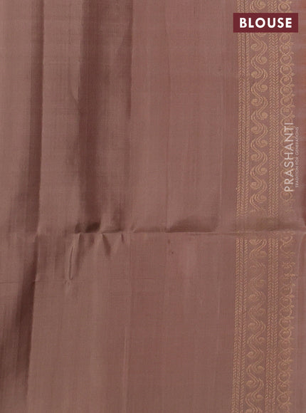 Ikat soft silk saree orange and dark sandal with allover ikat weaves & zari buttas in borderless style
