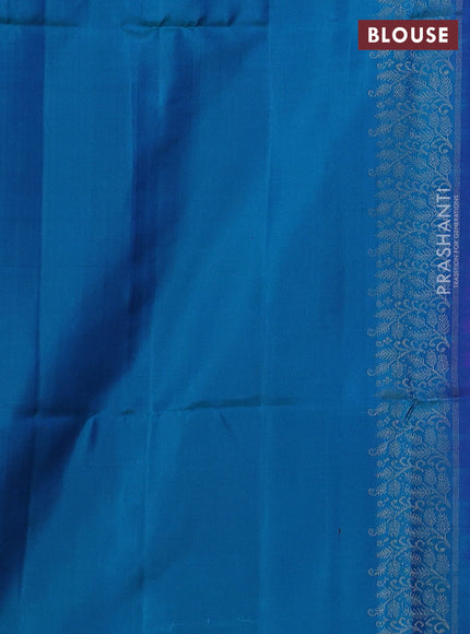 Ikat soft silk saree purple and dual tone bluish green with allover ikat weaves & zari buttas in borderless style