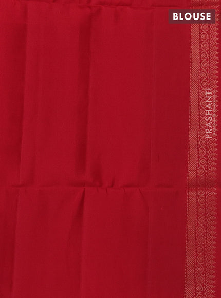Ikat soft silk saree dark mustard and red with allover ikat weaves & zari buttas in borderless style