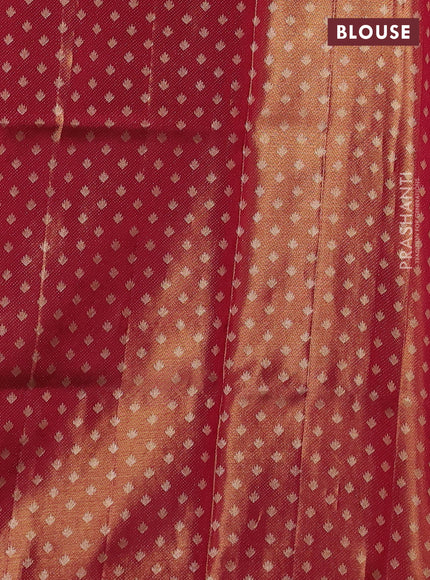 Pure kanchipuram tissue silk saree gold and dual tone pinkish gold with zari woven inspired motifis in borderless style