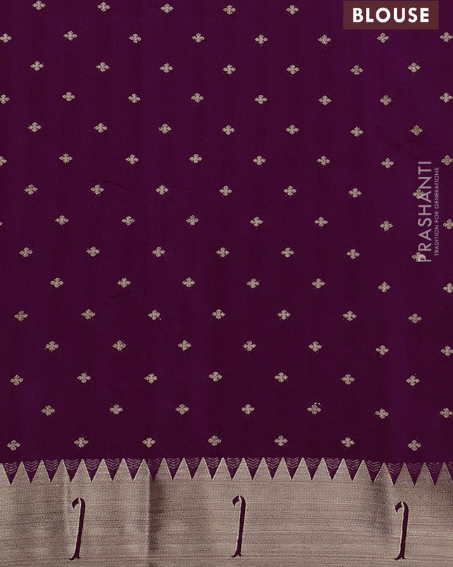 Semi raw silk saree purple with allover zari woven buttas and paithani weaving pallu