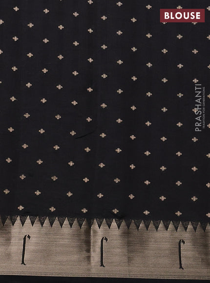 Semi raw silk saree black with allover zari woven buttas and paithani weaving pallu