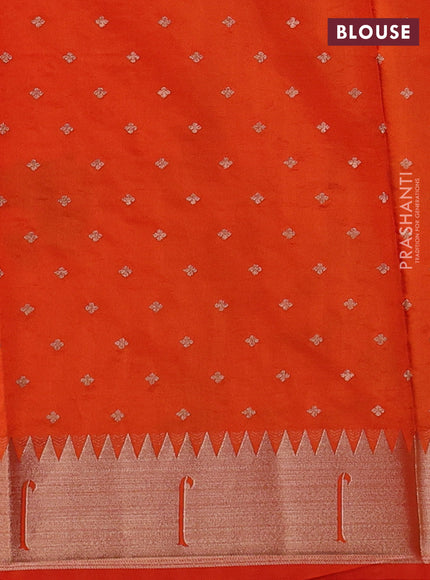 Semi raw silk saree orange with allover zari woven buttas and paithani weaving pallu
