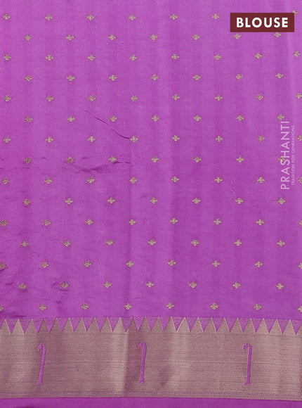 Semi raw silk saree lavender with allover zari woven buttas and paithani weaving pallu