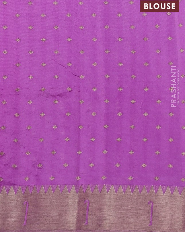 Semi raw silk saree lavender with allover zari woven buttas and paithani weaving pallu