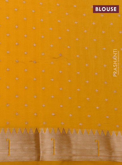 Semi raw silk saree yellow with allover zari woven buttas and paithani weaving pallu