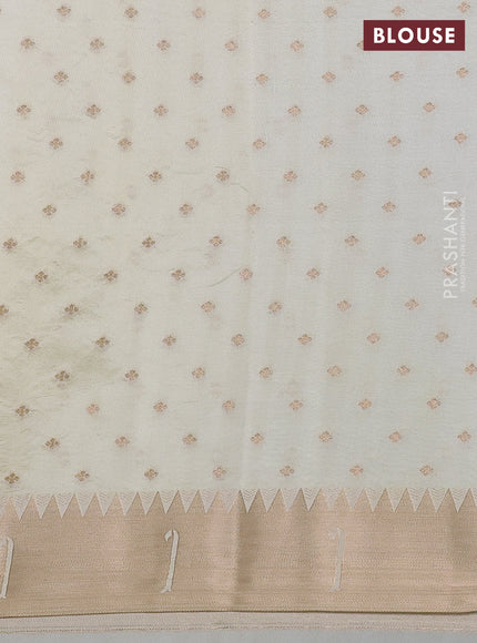 Semi raw silk saree cream with allover zari woven buttas and paithani weaving pallu