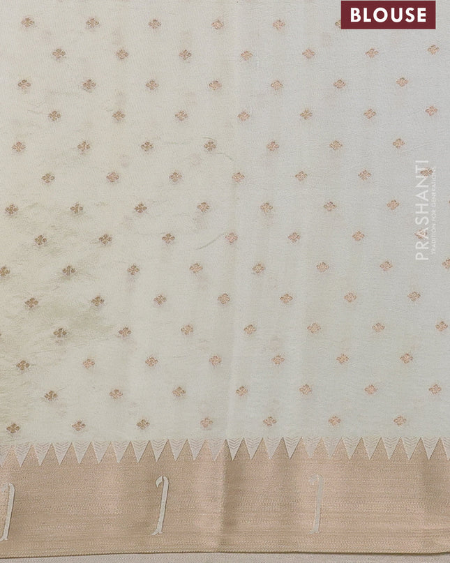 Semi raw silk saree cream with allover zari woven buttas and paithani weaving pallu