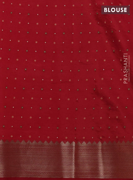 Semi raw silk saree red with allover zari woven buttas and paithani weaving pallu