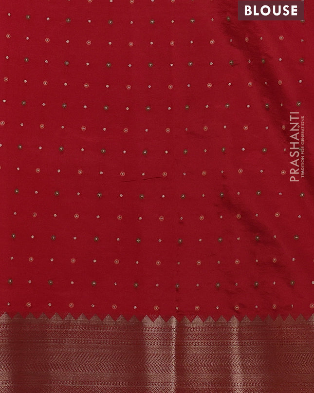 Semi raw silk saree red with allover zari woven buttas and paithani weaving pallu