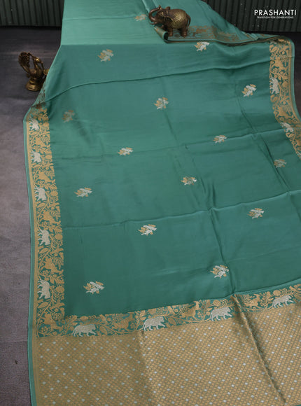 Art Mushru silk saree pastel green with zari woven buttas and zari woven border
