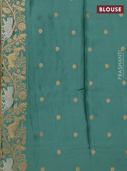 Art Mushru silk saree pastel green with zari woven buttas and zari woven border