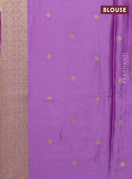 Art Mushru silk saree lavender with zari woven geometric buttas and zari woven pichwai border