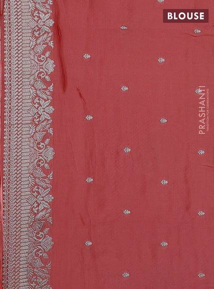 Art Mushru silk saree peach shade with zari woven buttas and zari woven border