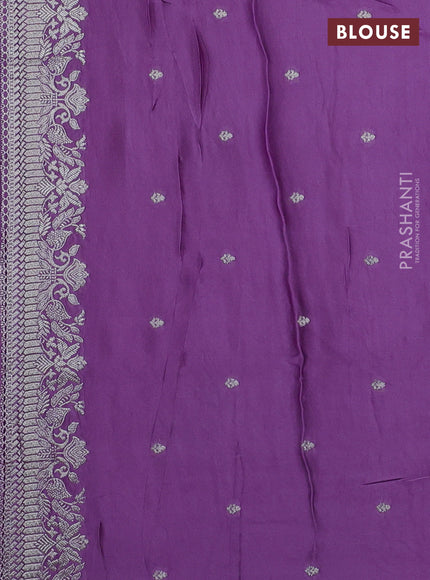 Art Mushru silk saree lavender with zari woven buttas and zari woven border