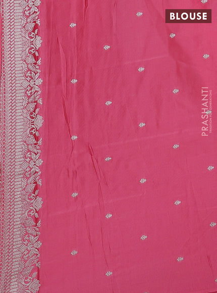 Art Mushru silk saree peach pink with zari woven buttas and zari woven border