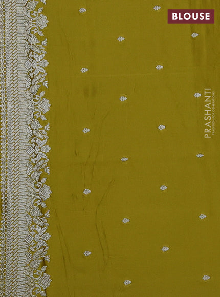 Art Mushru silk saree mustard yellow with zari woven buttas and zari woven border