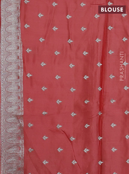 Art Mushru silk saree peach shade with zari woven buttas and zari woven pichwai border