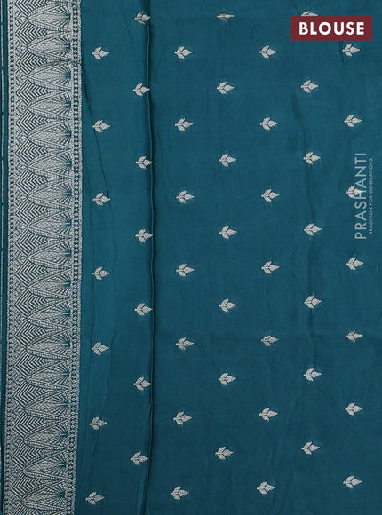 Art Mushru silk saree peacock blue with zari woven buttas and zari woven pichwai border