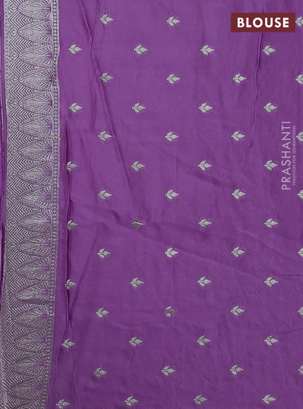 Art Mushru silk saree lavender with zari woven buttas and zari woven pichwai border