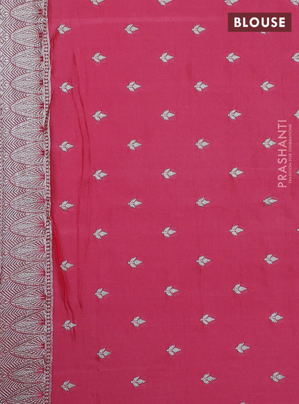 Art Mushru silk saree peach pink with zari woven buttas and zari woven pichwai border