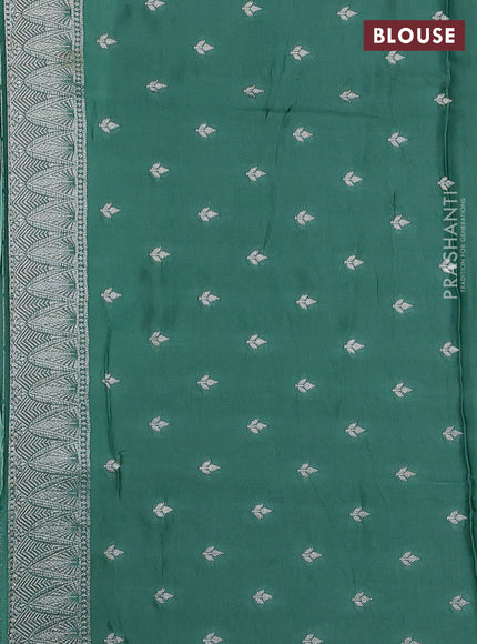 Art Mushru silk saree pastel green with zari woven buttas and zari woven pichwai border
