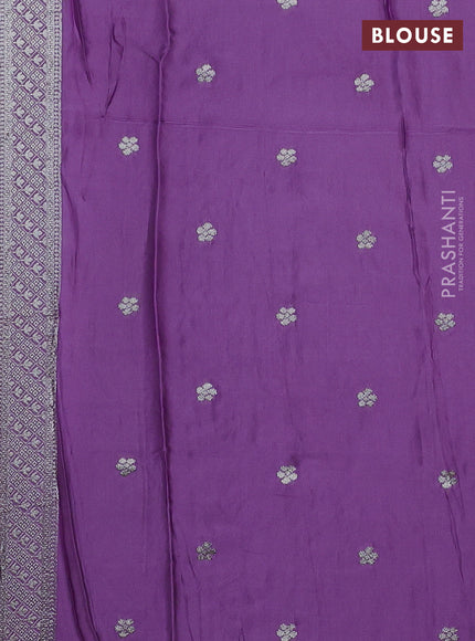 Art Mushru silk saree lavender with zari woven buttas and long zari woven border