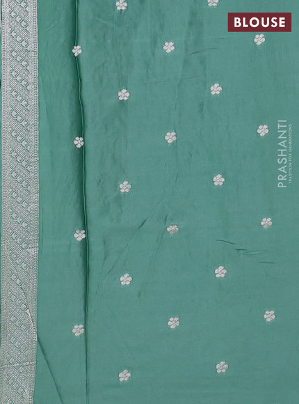 Art Mushru silk saree pastel green with zari woven buttas and long zari woven border