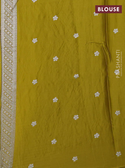 Art Mushru silk saree mustard yellow with zari woven buttas and long zari woven border